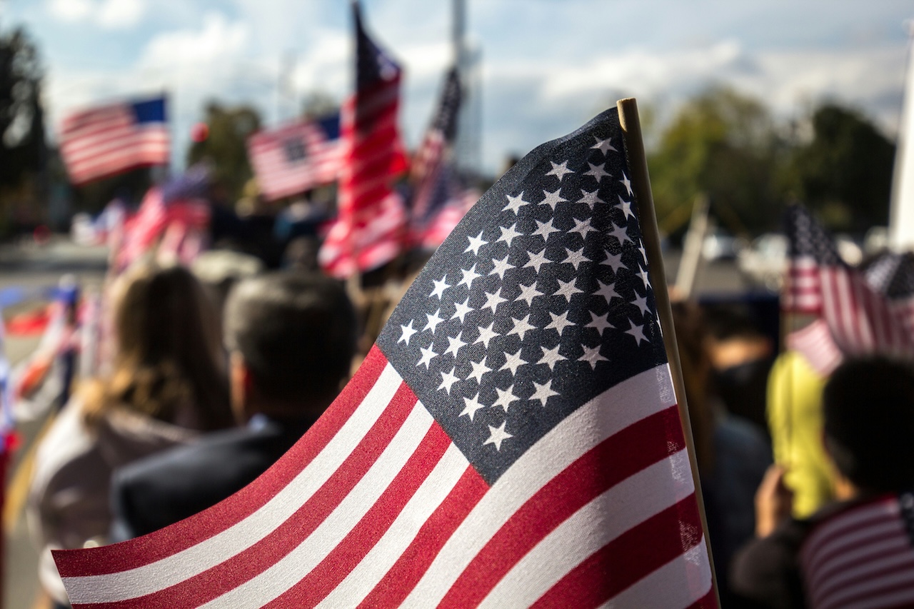 American Flag at a political rally